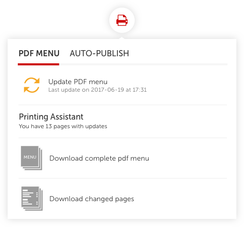 Printed InVine menu